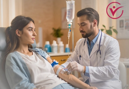 Врач ставит капельницу пациентке